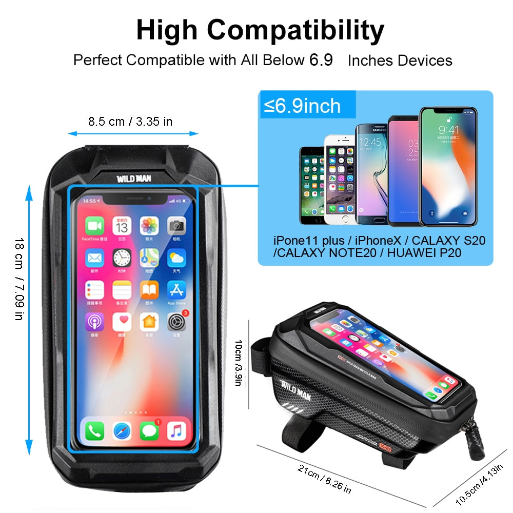 2-in-1 Waterproof Bike Bag and Touchscreen Phone Case 6.6''