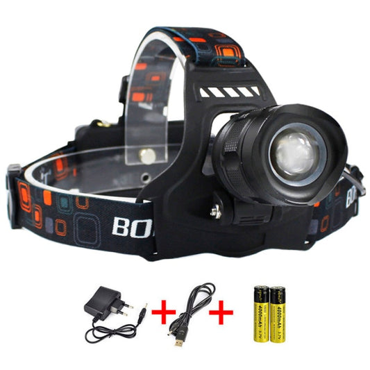 2 in 1 Waterproof LED Headlamp 3000LM 5-Mode Zoom for Camping + Phone USB Charger