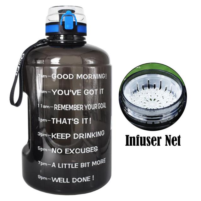 1 Gallon Sport Water Bottle With Time Markings With Filter Net