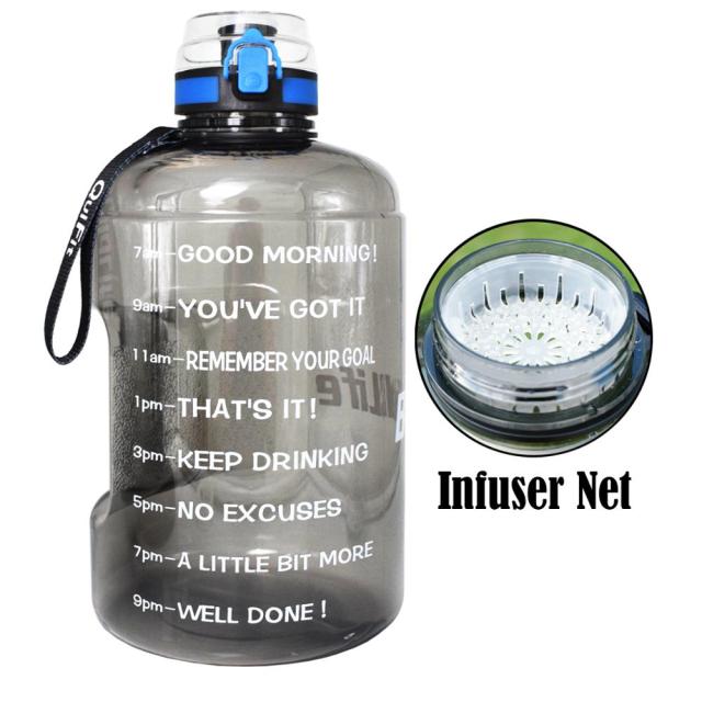 1 Gallon Sport Water Bottle With Time Markings With Filter Net