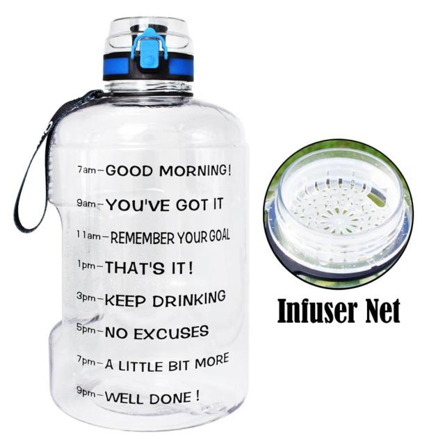 1 Gallon Sport Water Bottle With Time Markings With Filter Net