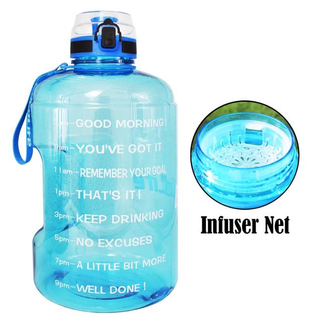 1 Gallon Sport Water Bottle With Time Markings With Filter Net