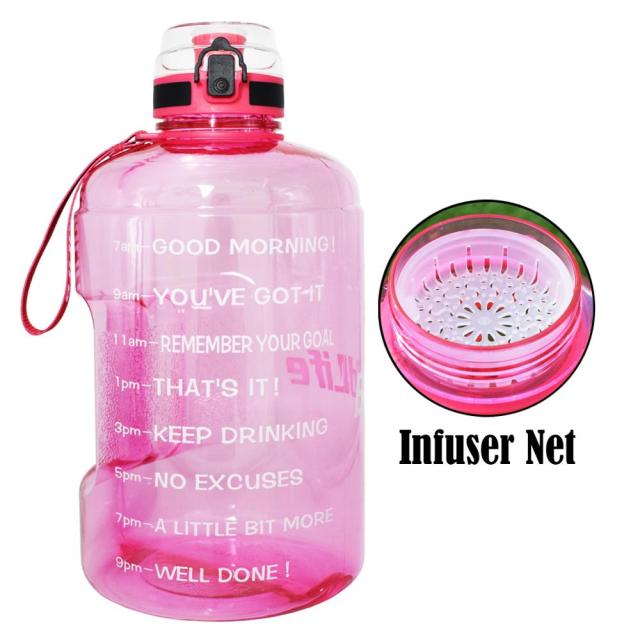 1 Gallon Sport Water Bottle With Time Markings With Filter Net