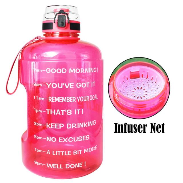 1 Gallon Sport Water Bottle With Time Markings With Filter Net