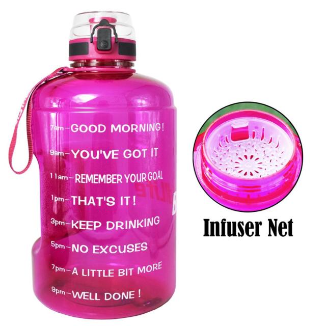 1 Gallon Sport Water Bottle With Time Markings With Filter Net